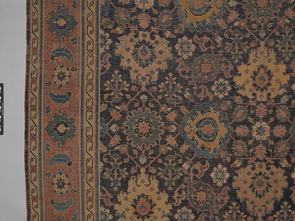 Blue-ground Harshang Carpet, Cotton (warp and weft), wool (pile); symmetrically knotted pile