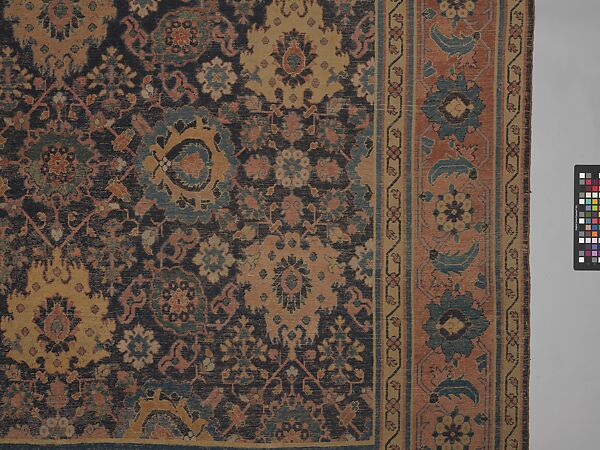 Blue-ground Harshang Carpet, Cotton (warp and weft), wool (pile); symmetrically knotted pile