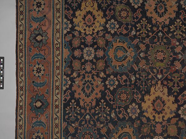 Blue-ground Harshang Carpet, Cotton (warp and weft), wool (pile); symmetrically knotted pile