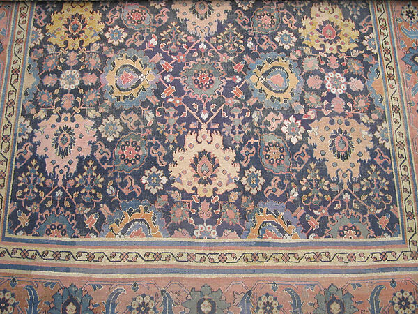Blue-ground Harshang Carpet, Cotton (warp and weft), wool (pile); symmetrically knotted pile