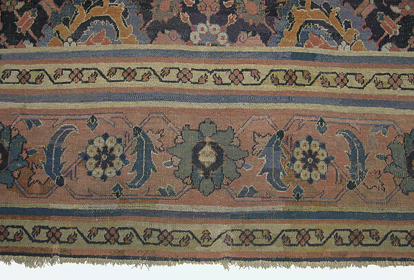 Blue-ground Harshang Carpet, Cotton (warp and weft), wool (pile); symmetrically knotted pile