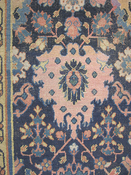 Blue-ground Harshang Carpet, Cotton (warp and weft), wool (pile); symmetrically knotted pile