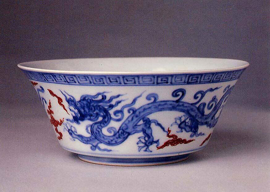 Bowl, Porcelain decorated with underglaze blue and overglaze enamel (Jingdezhen ware), China 