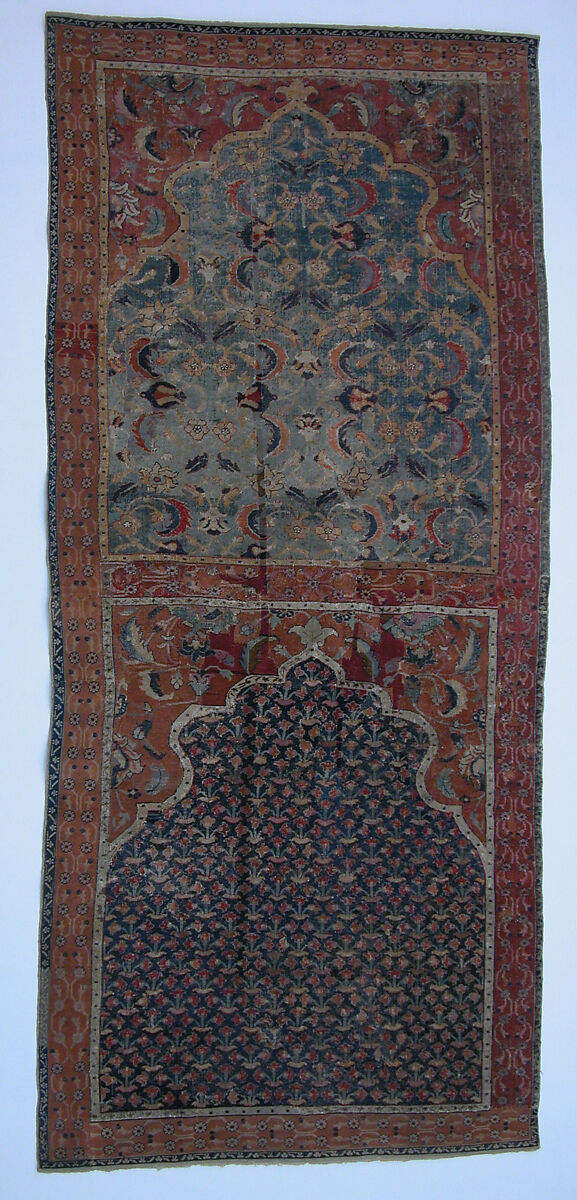 Carpet, Cotton (warp and weft), wool (pile); asymmetrically knotted pile