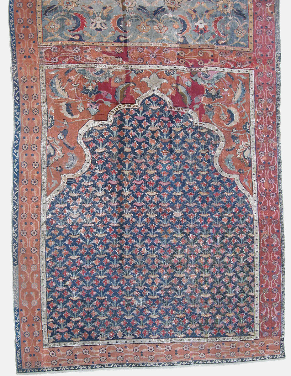 Carpet, Cotton (warp and weft), wool (pile); asymmetrically knotted pile