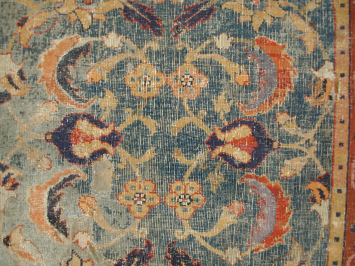 Carpet, Cotton (warp and weft), wool (pile); asymmetrically knotted pile