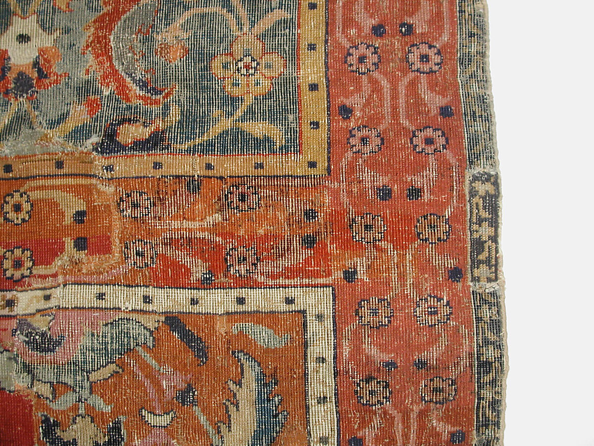 Carpet, Cotton (warp and weft), wool (pile); asymmetrically knotted pile