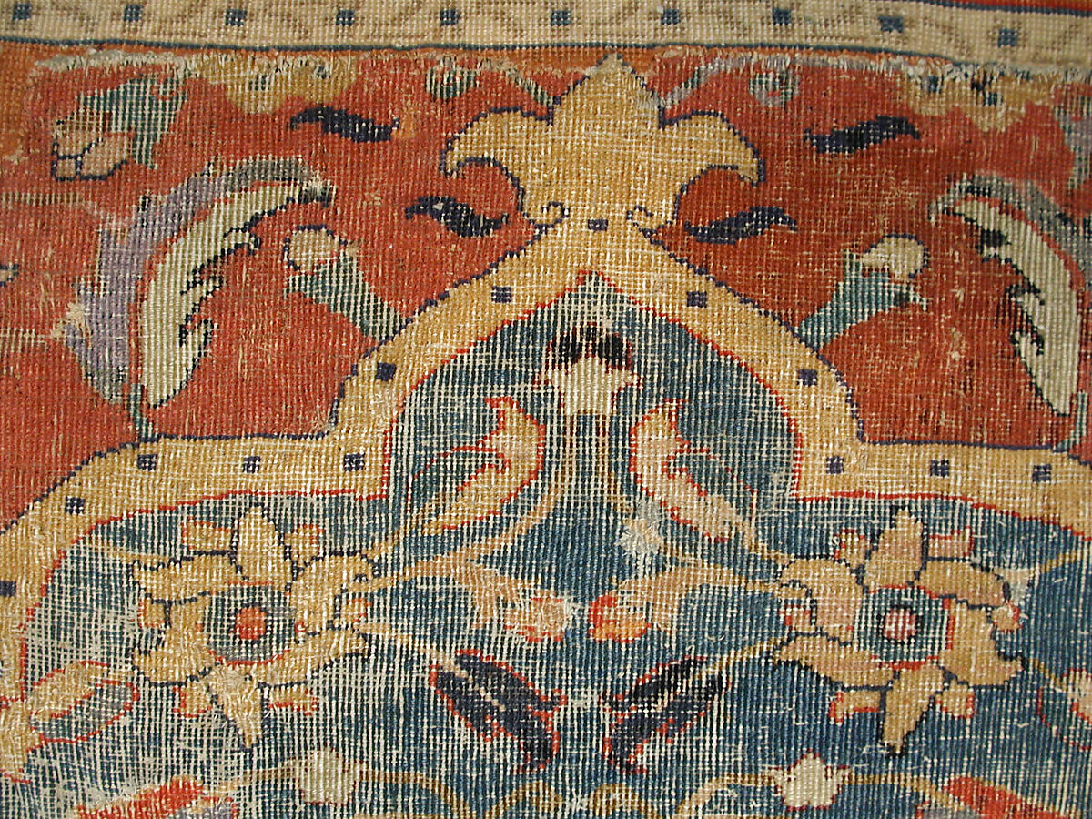 Carpet, Cotton (warp and weft), wool (pile); asymmetrically knotted pile