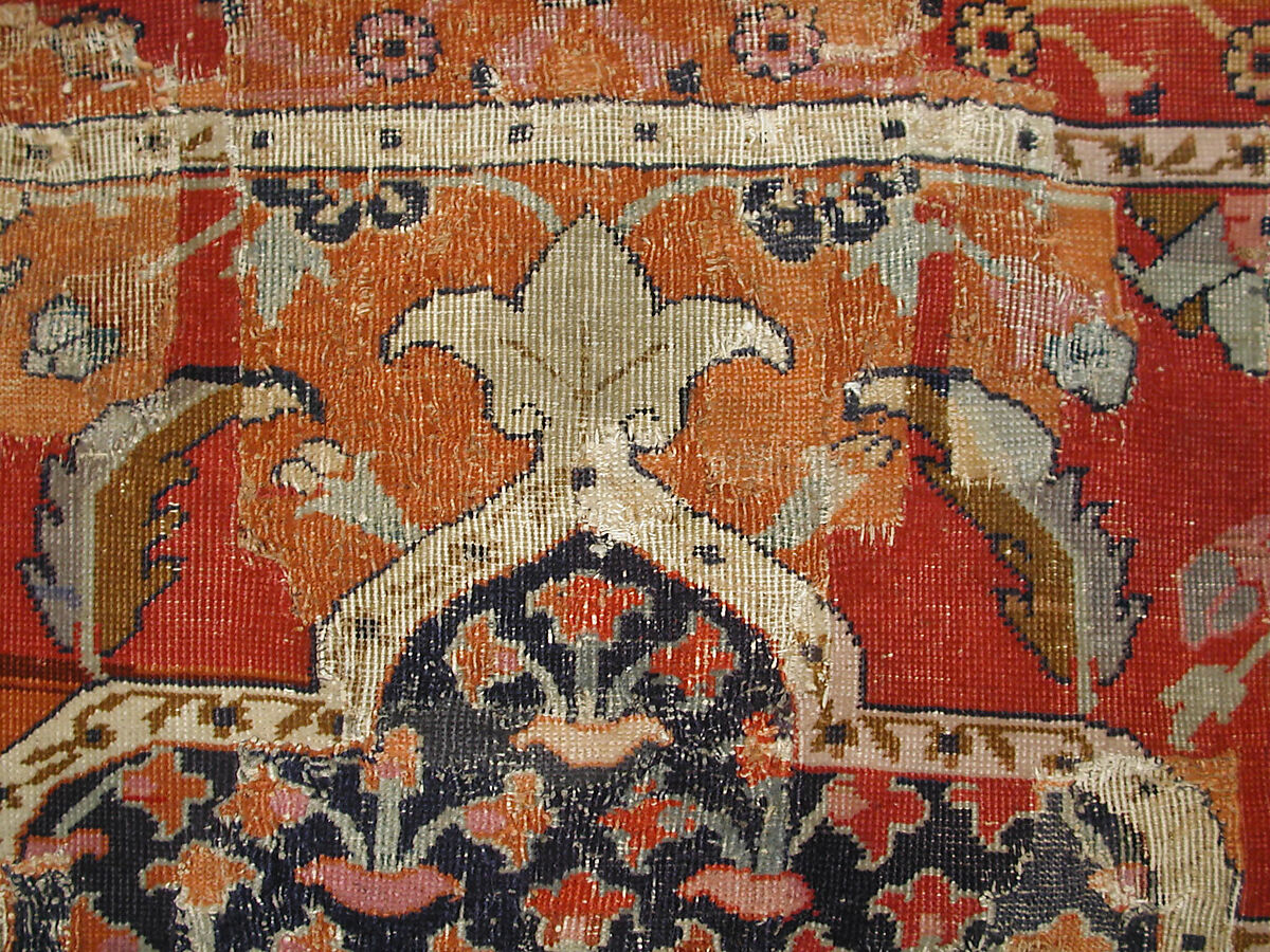 Carpet, Cotton (warp and weft), wool (pile); asymmetrically knotted pile