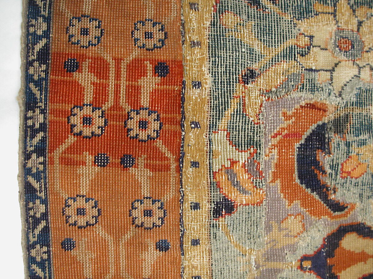 Carpet, Cotton (warp and weft), wool (pile); asymmetrically knotted pile