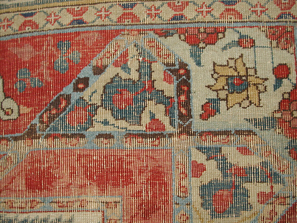 Carpet, Cotton (warp and weft), wool (pile); asymmetrically knotted pile