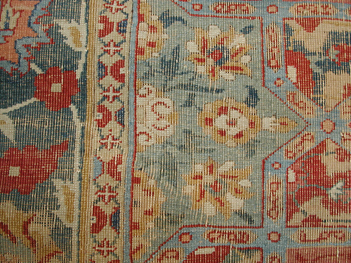 Carpet, Cotton (warp and weft), wool (pile); asymmetrically knotted pile