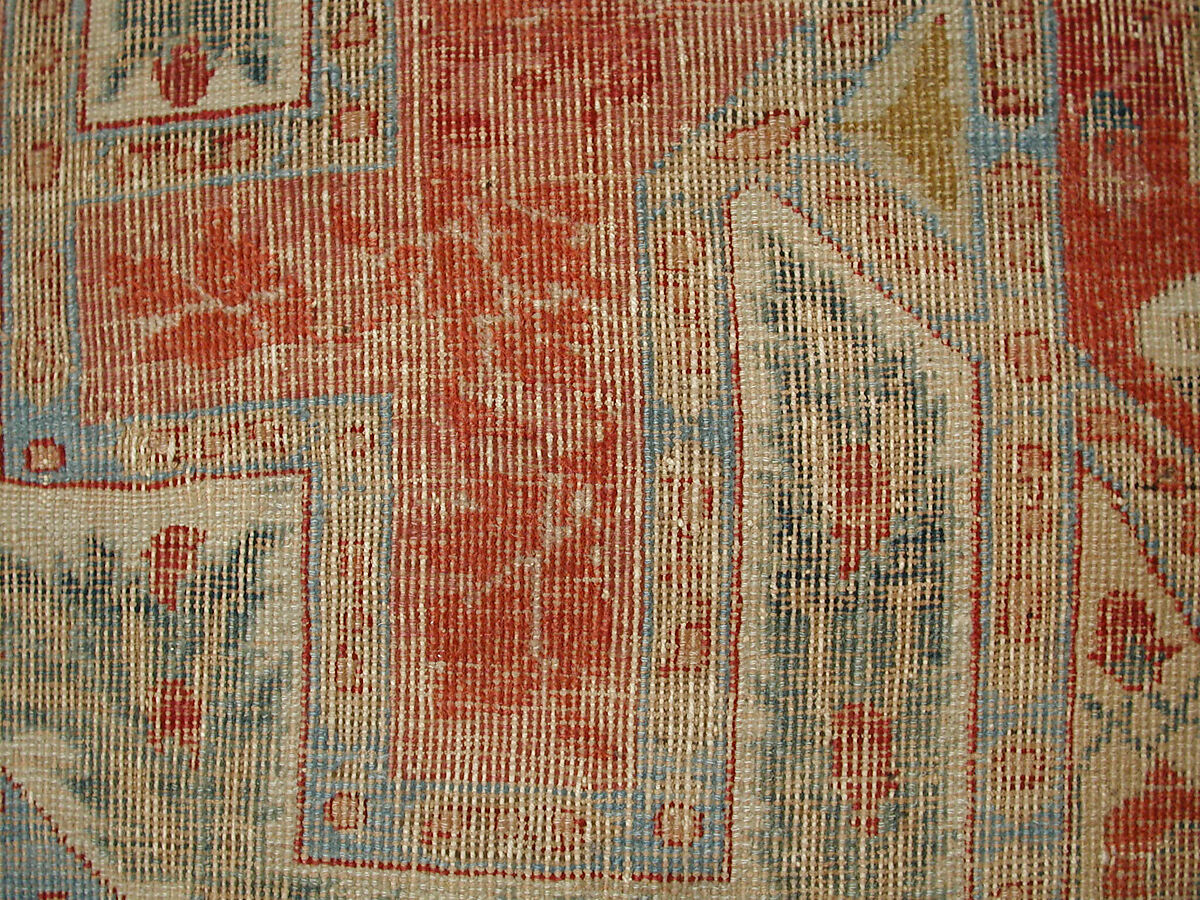 Carpet, Cotton (warp and weft), wool (pile); asymmetrically knotted pile