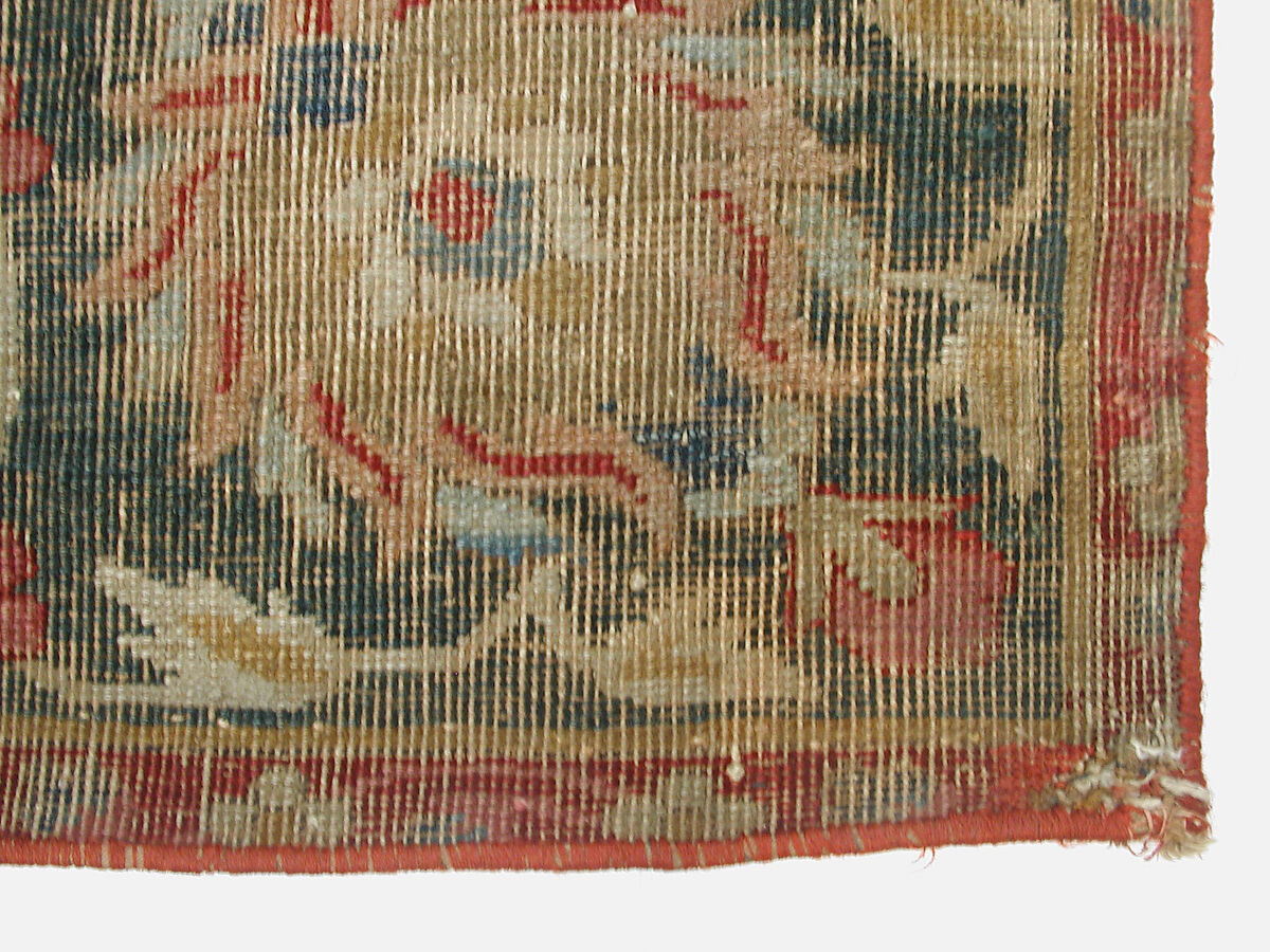 Carpet, Cotton (warp and weft), wool (pile); asymmetrically knotted pile