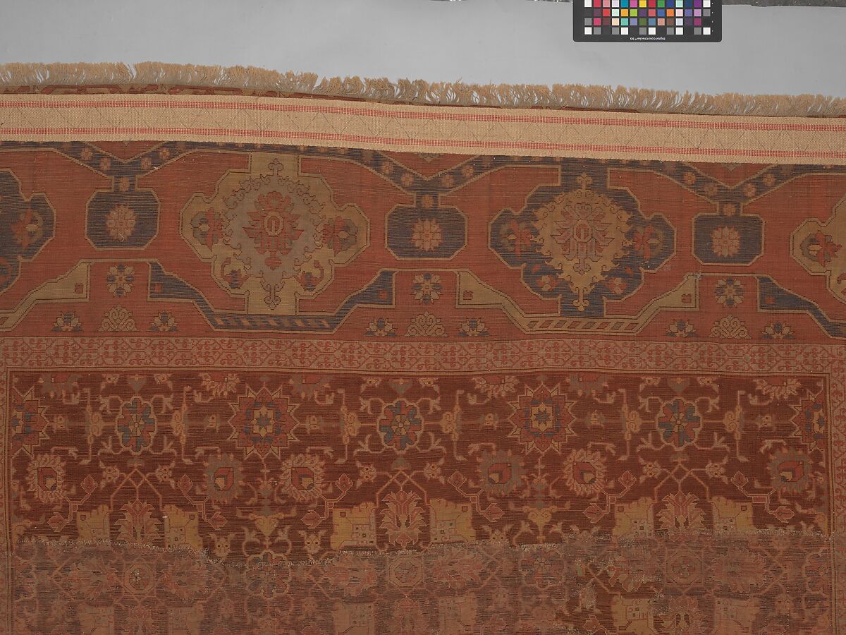 Carpet, Wool (warp, weft and pile); asymmetrically knotted pile