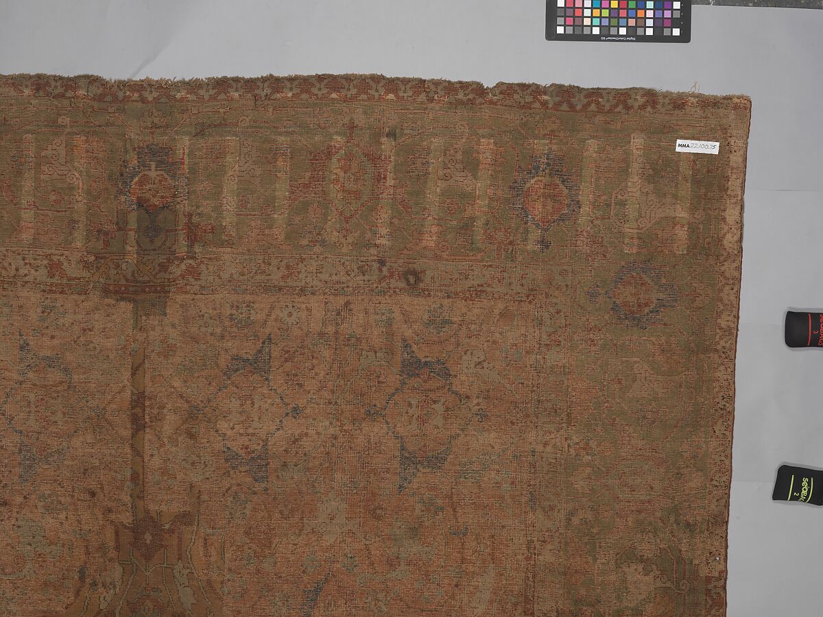 Carpet, Cotton (warp and weft), wool (pile); asymmetrically knotted pile