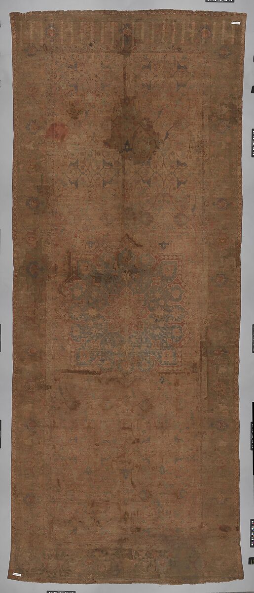 Carpet, Cotton (warp and weft), wool (pile); asymmetrically knotted pile