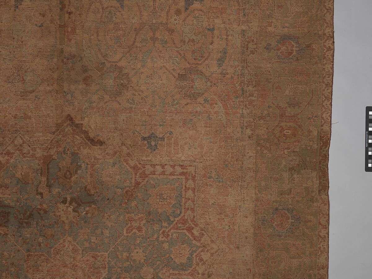 Carpet, Cotton (warp and weft), wool (pile); asymmetrically knotted pile