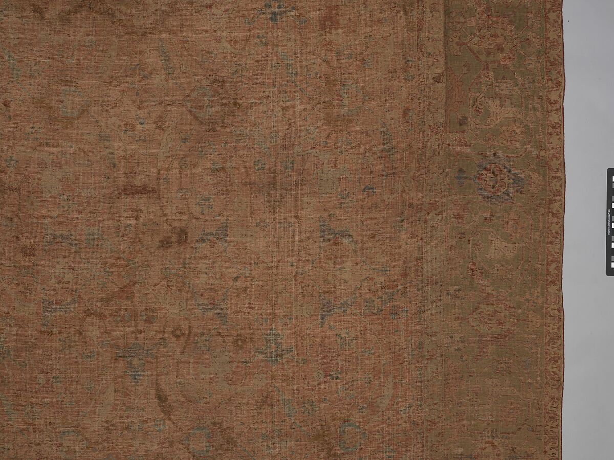 Carpet, Cotton (warp and weft), wool (pile); asymmetrically knotted pile