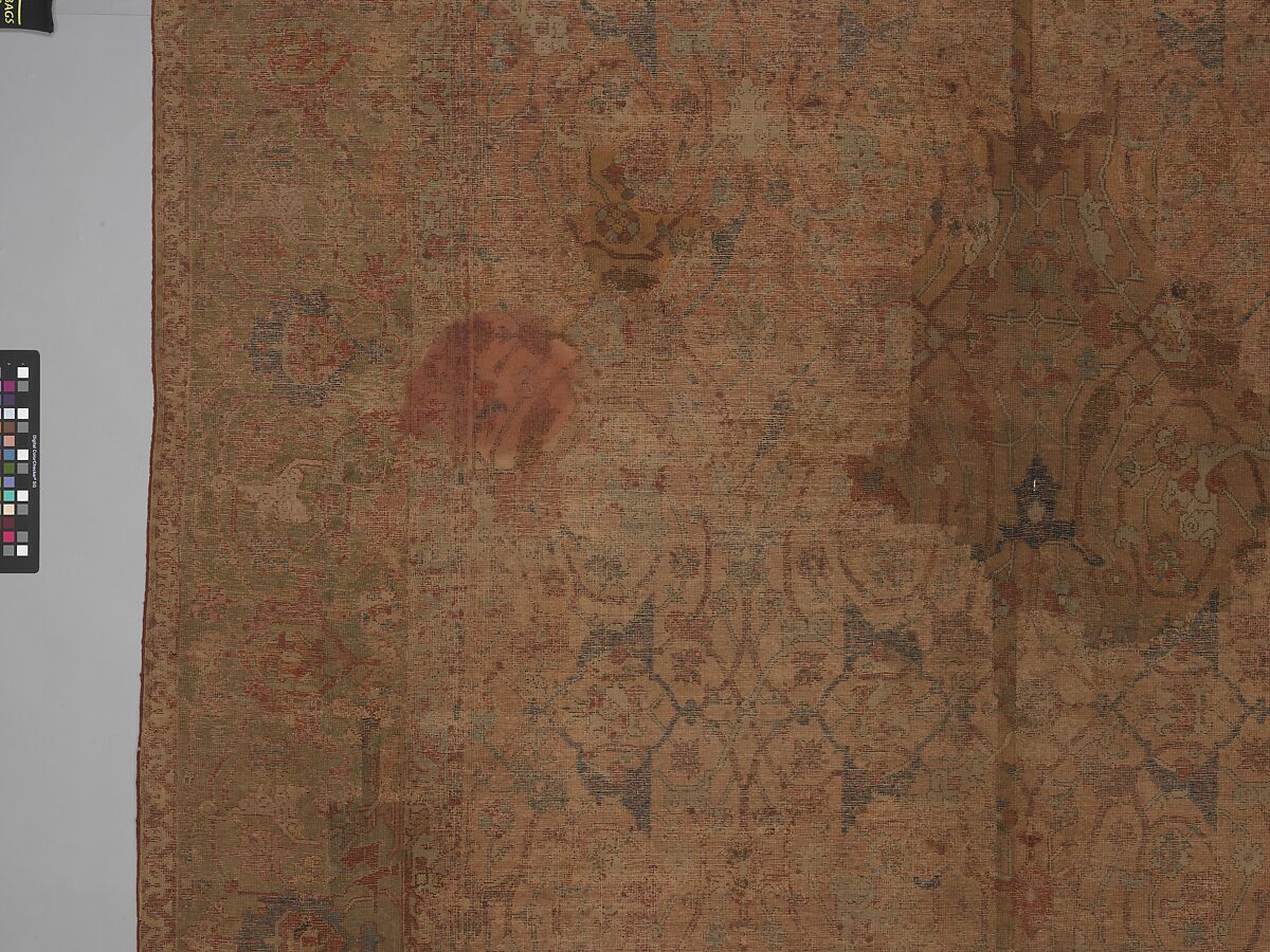 Carpet, Cotton (warp and weft), wool (pile); asymmetrically knotted pile