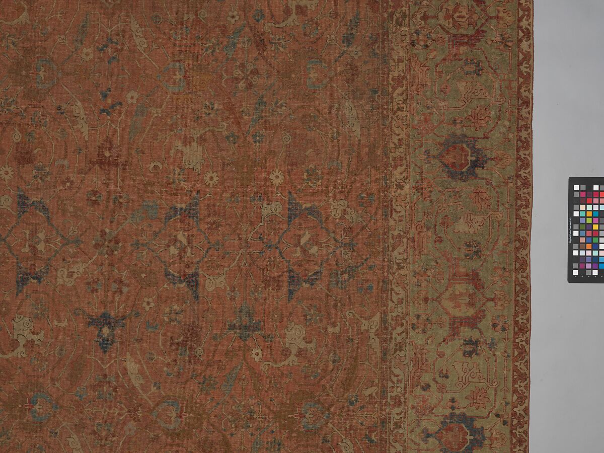 Carpet, Cotton (warp and weft), wool (pile); asymmetrically knotted pile