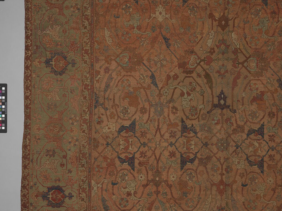 Carpet, Cotton (warp and weft), wool (pile); asymmetrically knotted pile