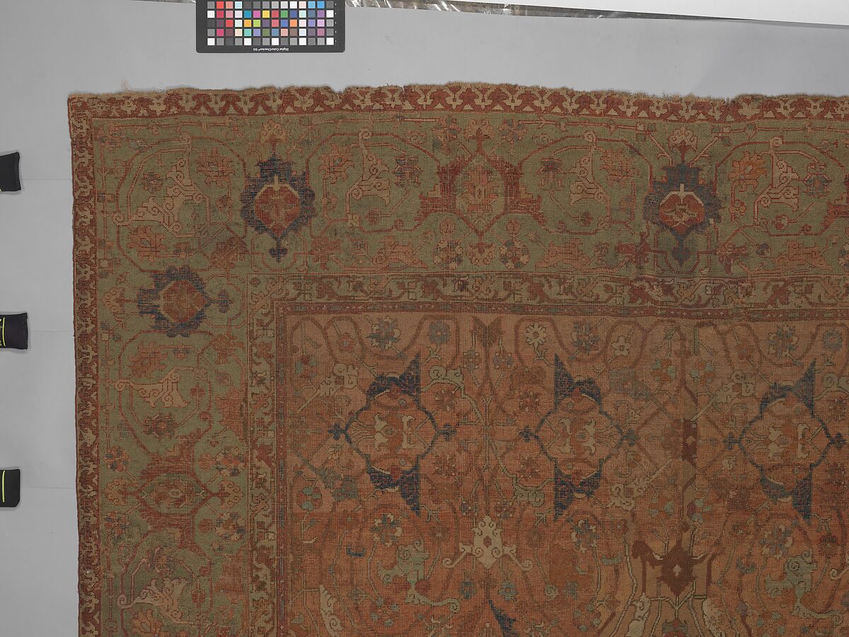 Carpet, Cotton (warp and weft), wool (pile); asymmetrically knotted pile