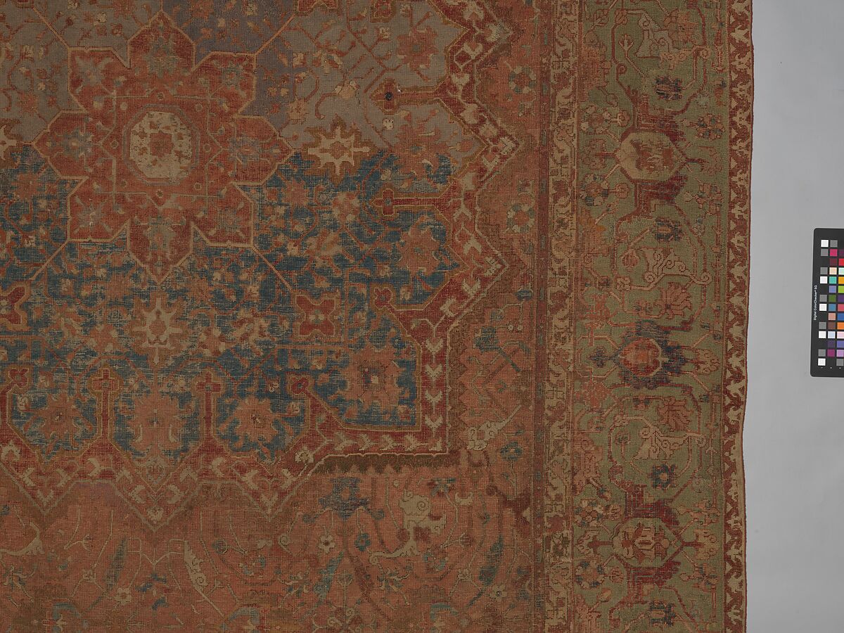 Carpet, Cotton (warp and weft), wool (pile); asymmetrically knotted pile