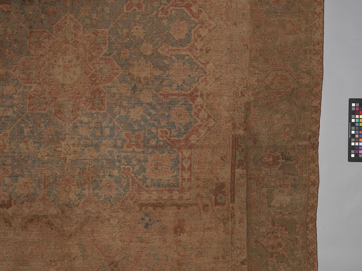 Carpet, Cotton (warp and weft), wool (pile); asymmetrically knotted pile