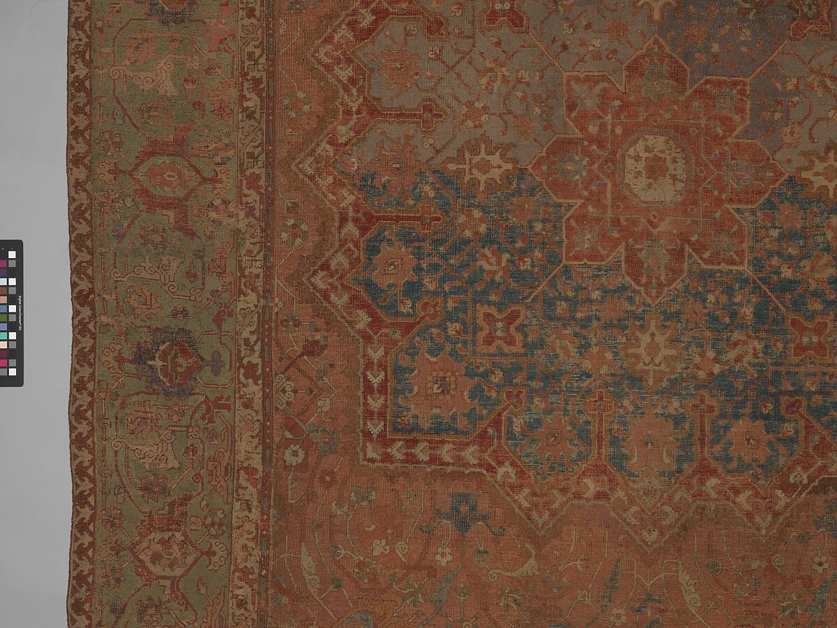 Carpet, Cotton (warp and weft), wool (pile); asymmetrically knotted pile