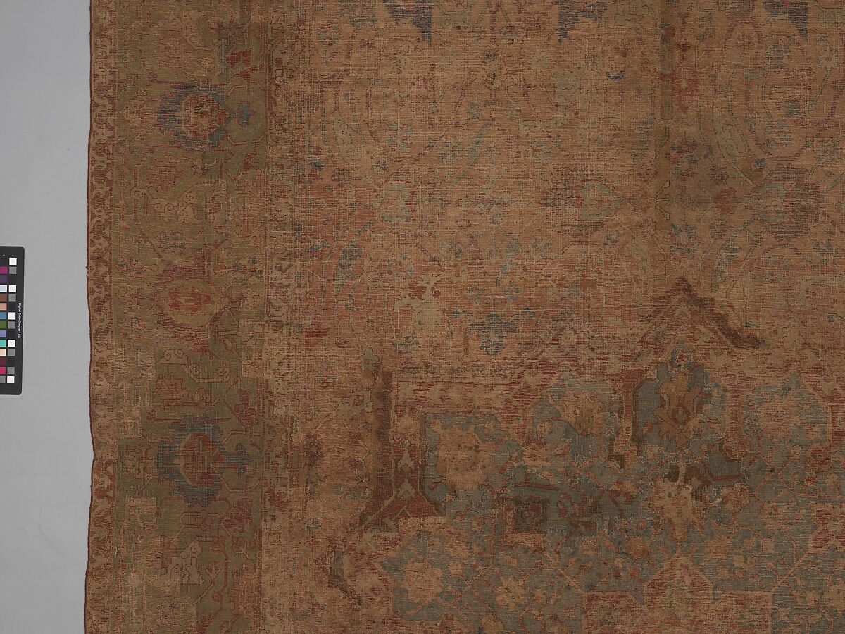 Carpet, Cotton (warp and weft), wool (pile); asymmetrically knotted pile