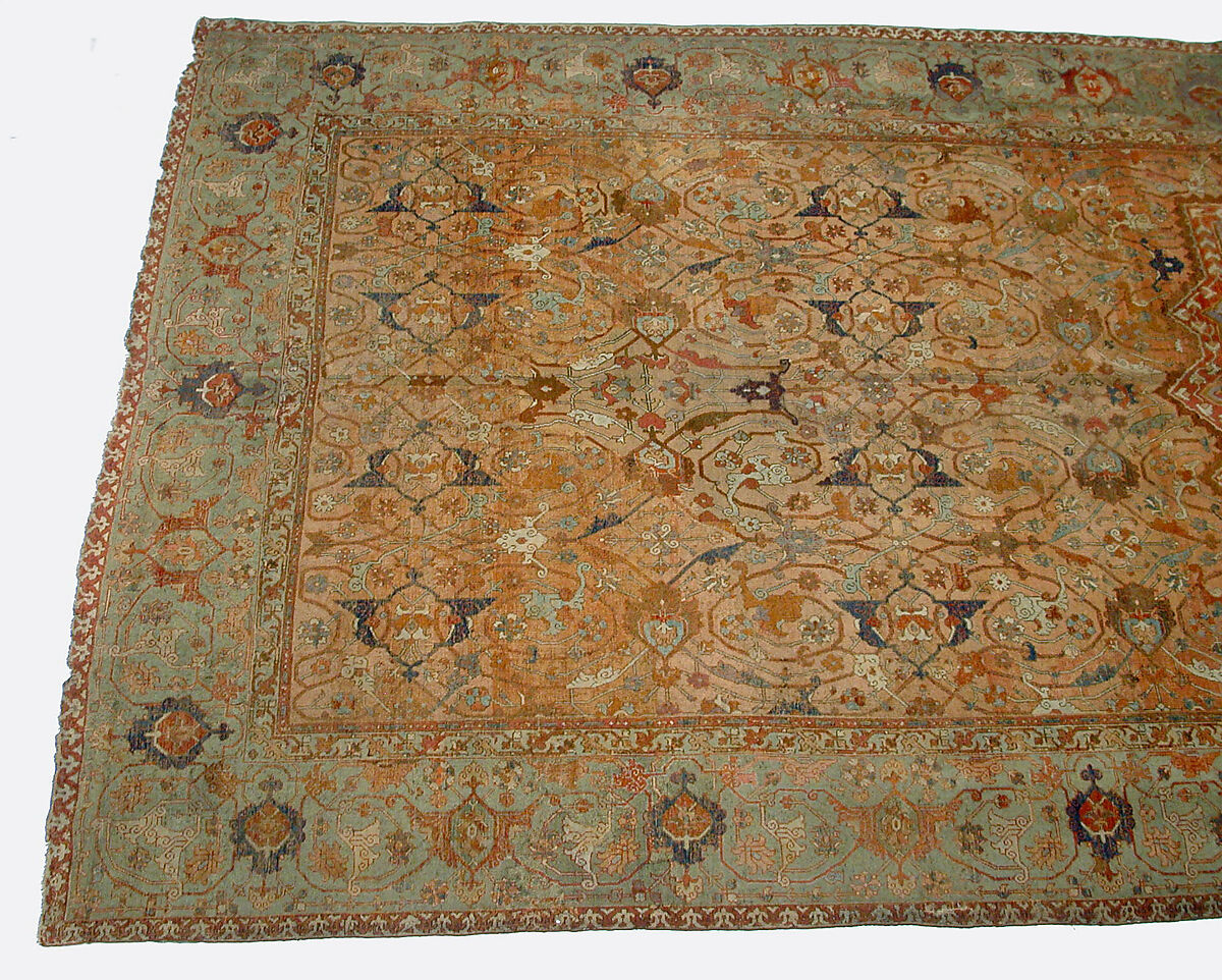 Carpet, Cotton (warp and weft), wool (pile); asymmetrically knotted pile