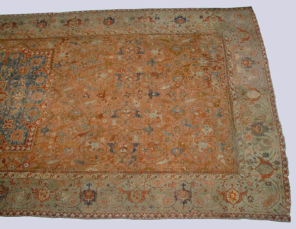 Carpet, Cotton (warp and weft), wool (pile); asymmetrically knotted pile