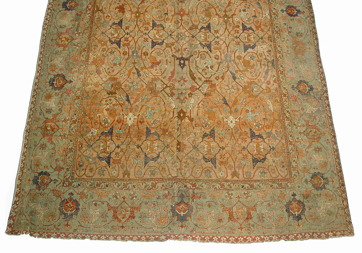 Carpet, Cotton (warp and weft), wool (pile); asymmetrically knotted pile