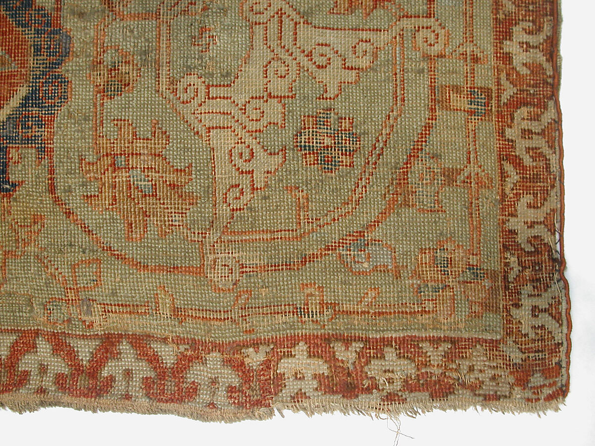 Carpet, Cotton (warp and weft), wool (pile); asymmetrically knotted pile