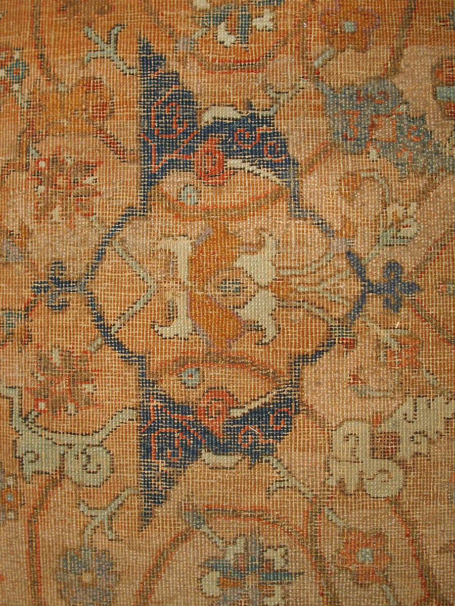 Carpet, Cotton (warp and weft), wool (pile); asymmetrically knotted pile