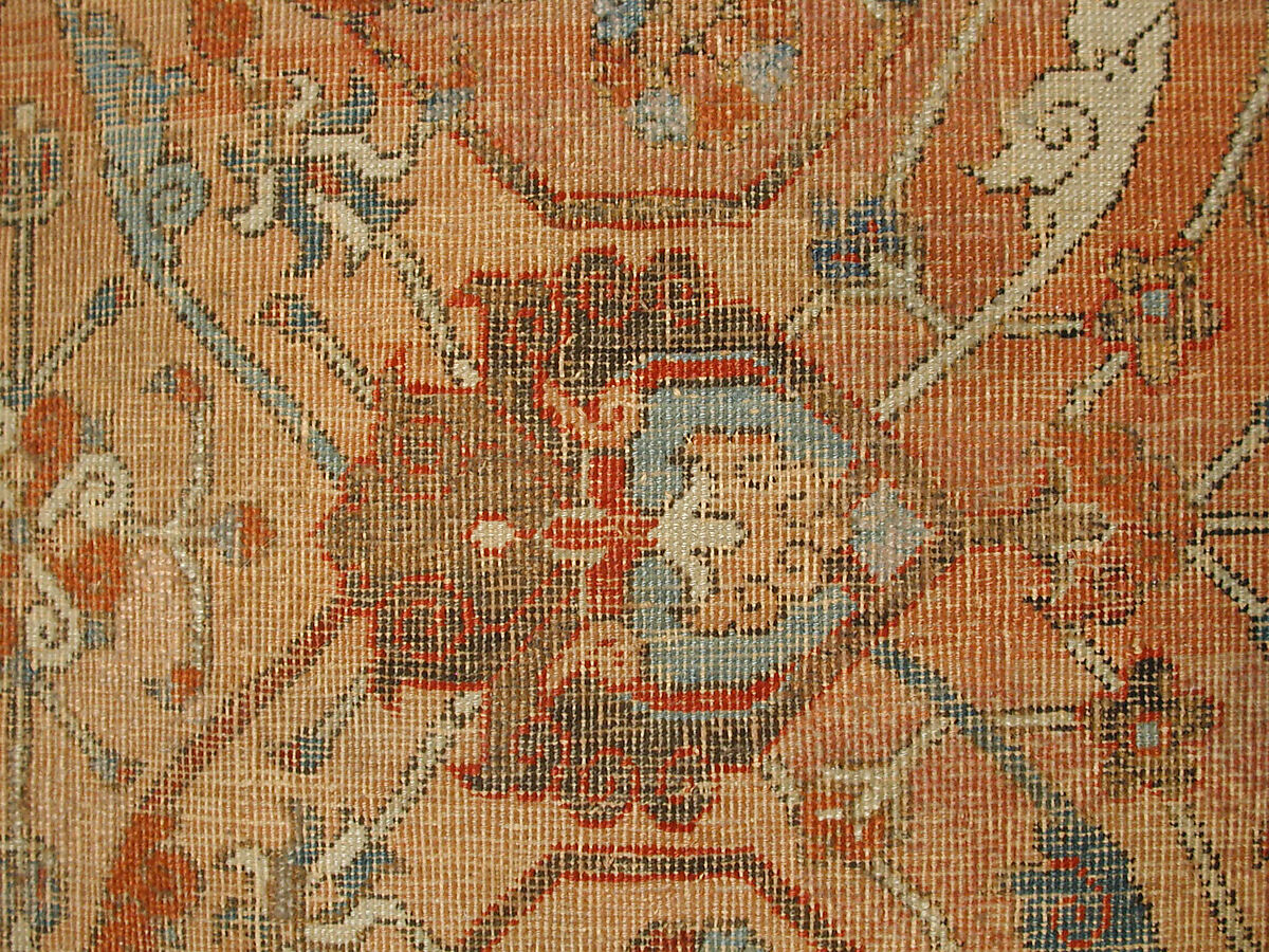Carpet, Cotton (warp and weft), wool (pile); asymmetrically knotted pile