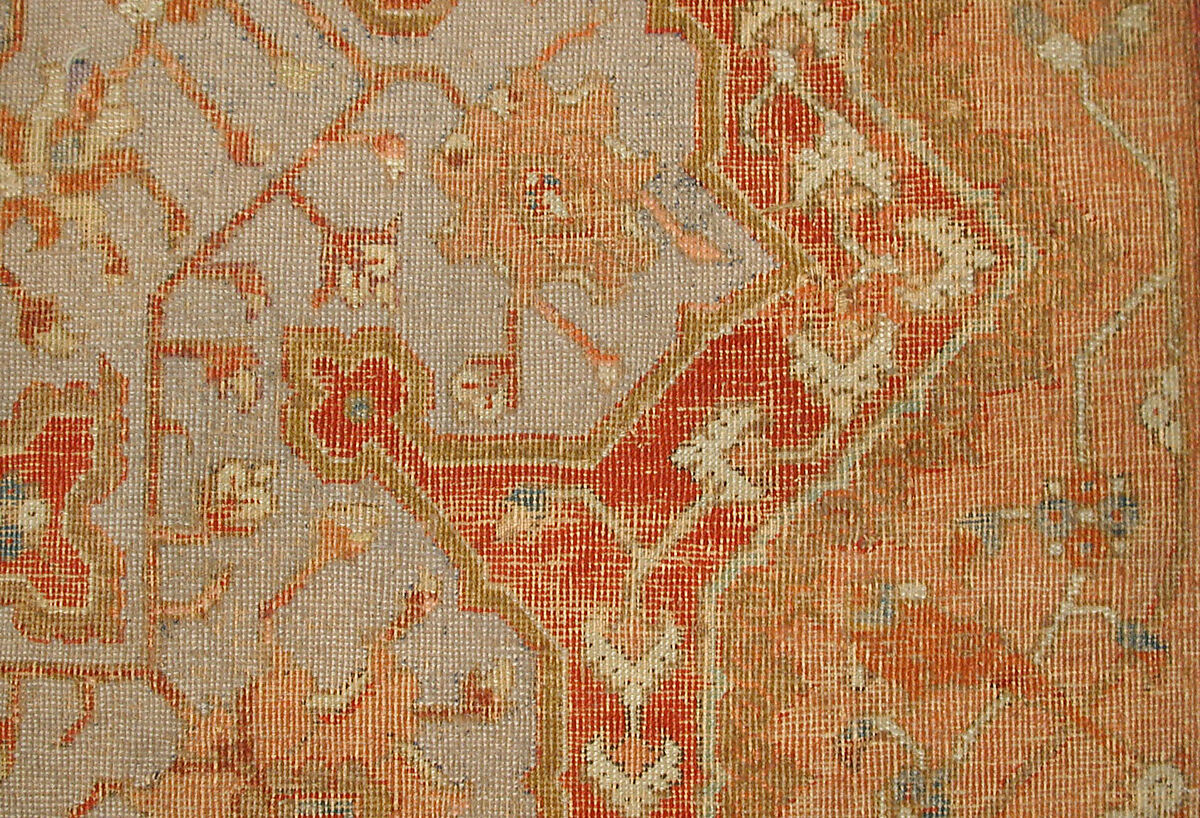 Carpet, Cotton (warp and weft), wool (pile); asymmetrically knotted pile