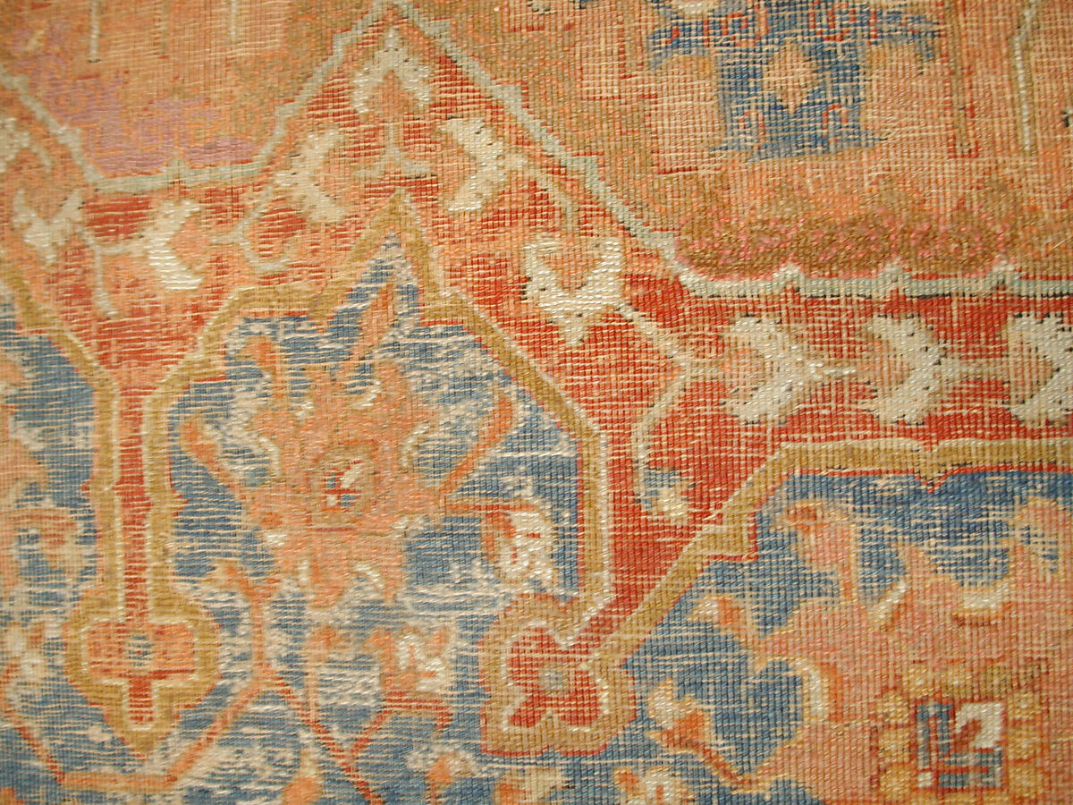 Carpet, Cotton (warp and weft), wool (pile); asymmetrically knotted pile