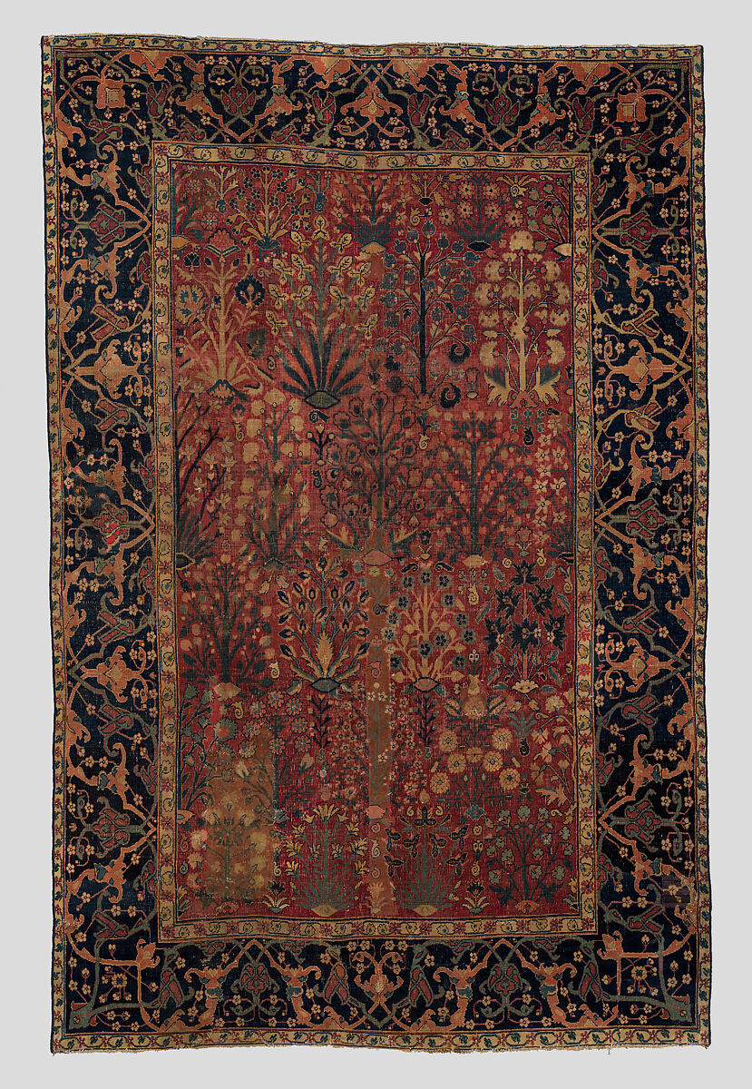 Shrub Carpet, Cotton (warp), wool (weft and pile); asymmetrically knotted pile