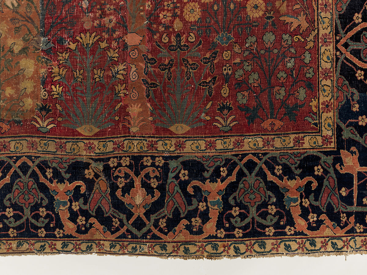 Shrub Carpet, Cotton (warp), wool (weft and pile); asymmetrically knotted pile