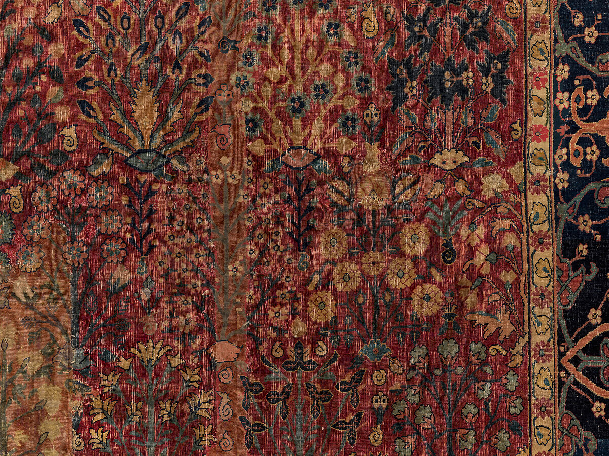 Shrub Carpet, Cotton (warp), wool (weft and pile); asymmetrically knotted pile