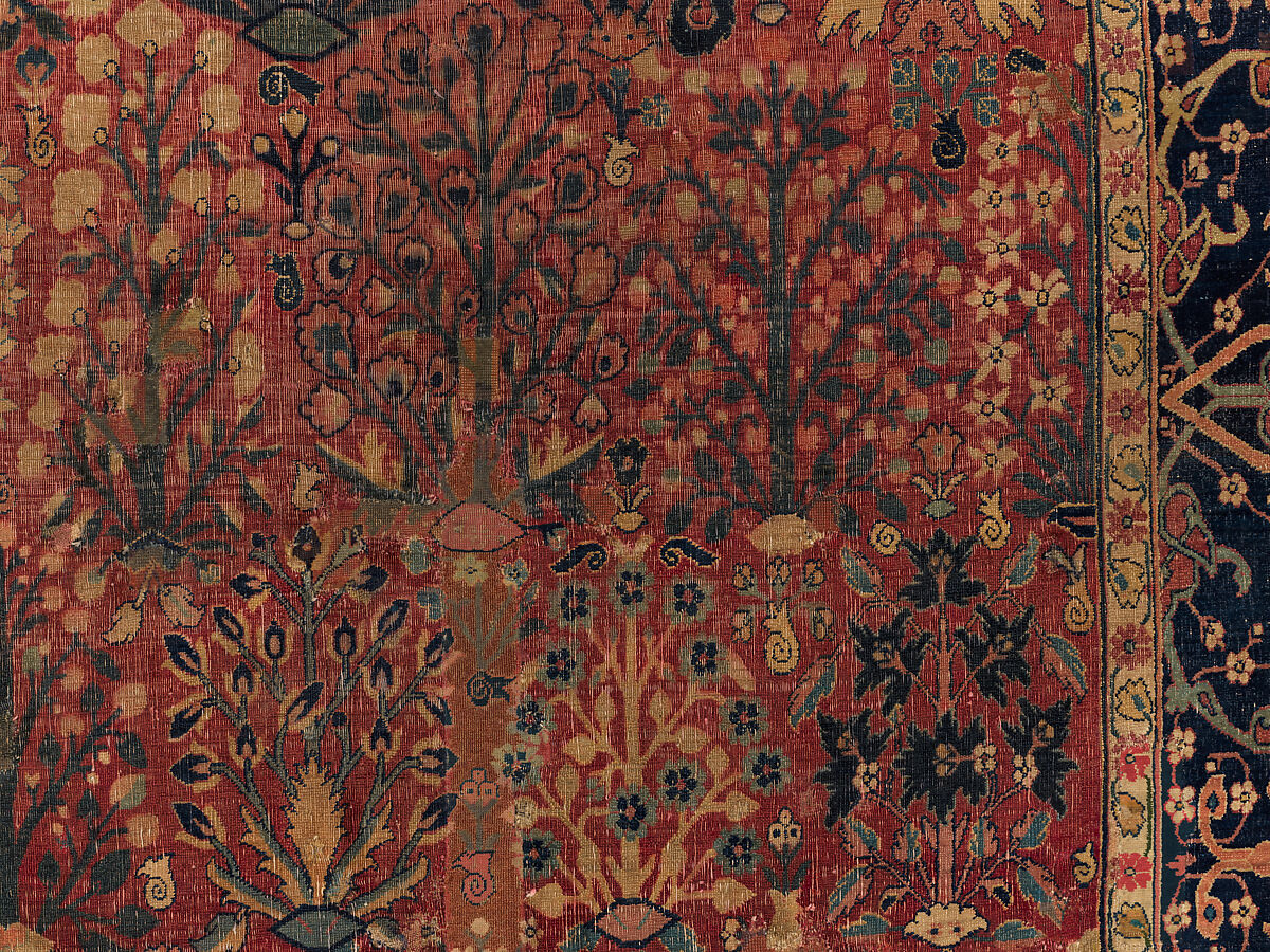 Shrub Carpet, Cotton (warp), wool (weft and pile); asymmetrically knotted pile