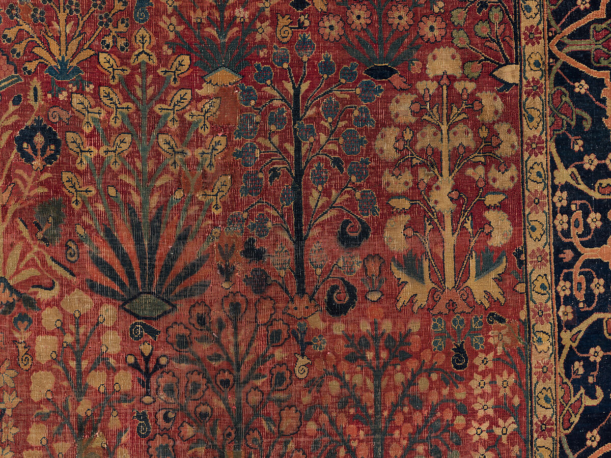 Shrub Carpet, Cotton (warp), wool (weft and pile); asymmetrically knotted pile