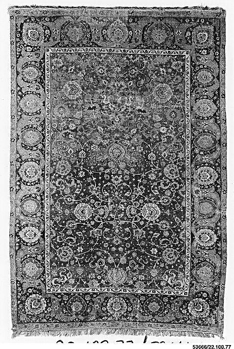 Carpet, Cotton (warp and weft), wool (pile); asymmetrically knotted pile