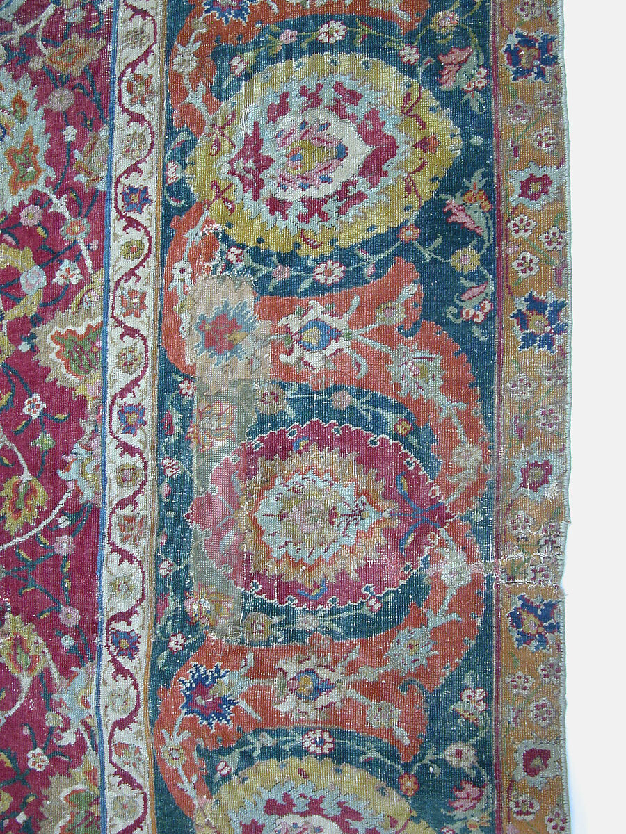 Carpet, Cotton (warp and weft), wool (pile); asymmetrically knotted pile