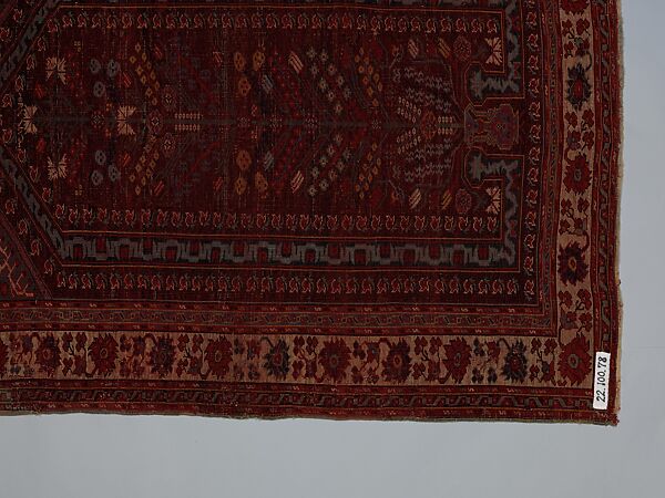 Demirci Prayer Rug, Wool (warp, weft and pile); symmetrically knotted pile