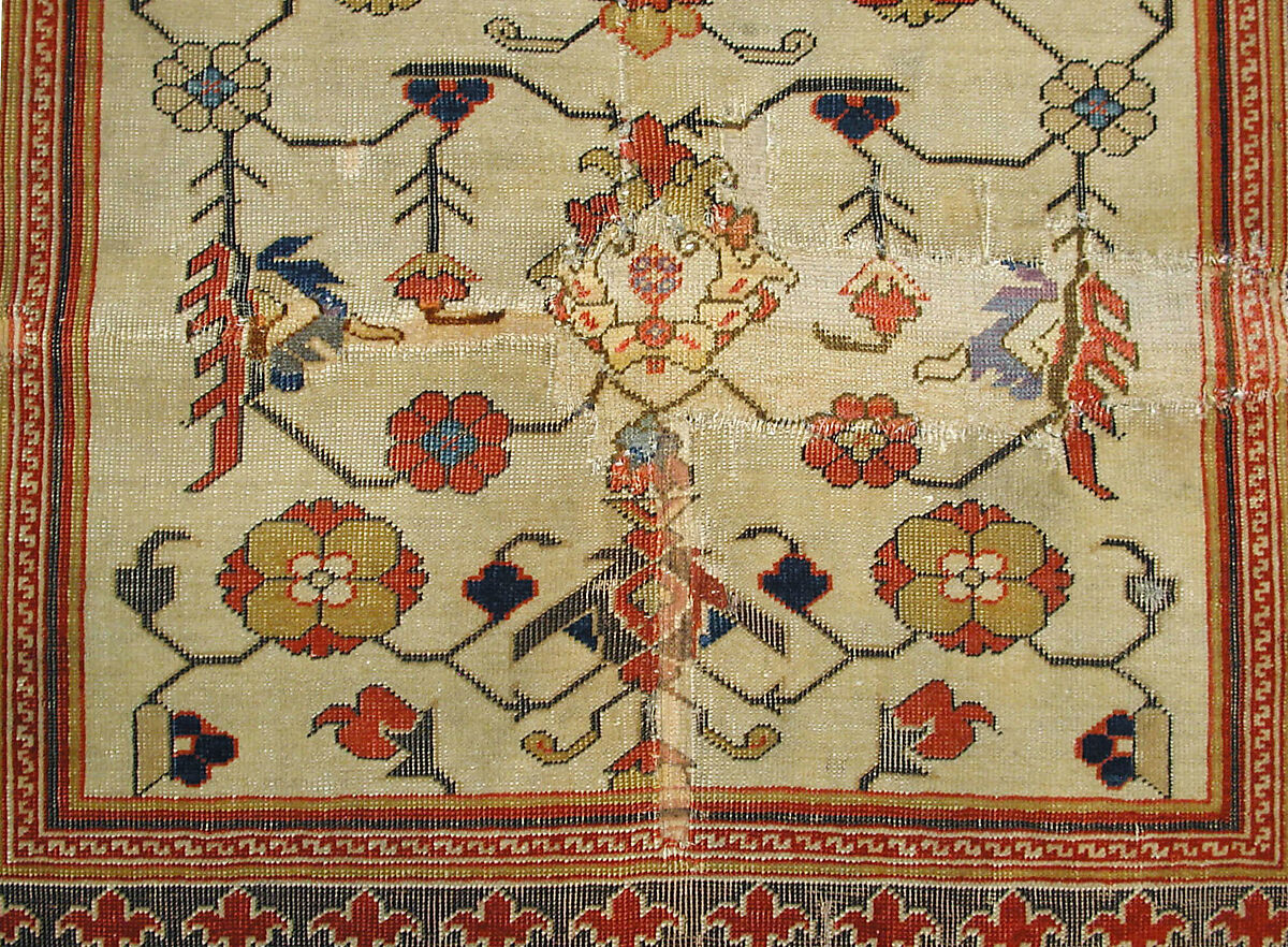 Carpet, Wool (warp, weft and pile); symmetrically and asymmetrically knotted pile