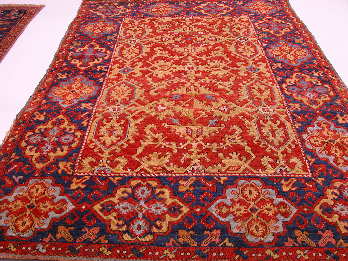 "Ornamental Lotto" Carpet, Wool (warp, weft and pile); symmetrically knotted pile