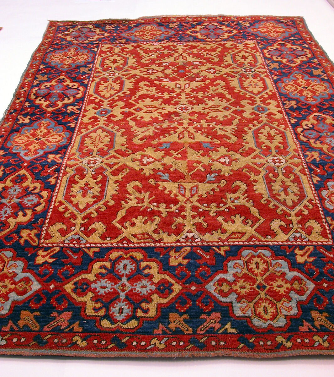 "Ornamental Lotto" Carpet, Wool (warp, weft and pile); symmetrically knotted pile